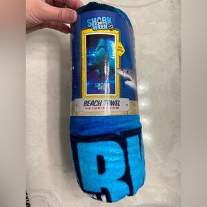 NWT Discovery Shark Week Great White Shark Blue Beach Towel